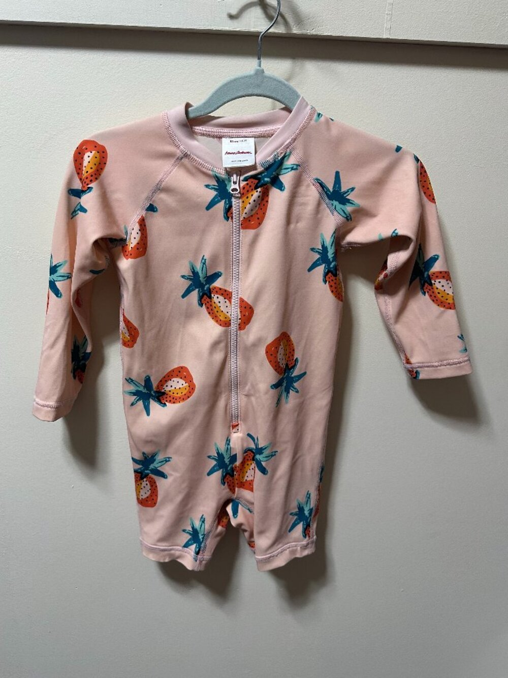 Hanna Andersson Pink Zip up Fruit Rash guard 2T